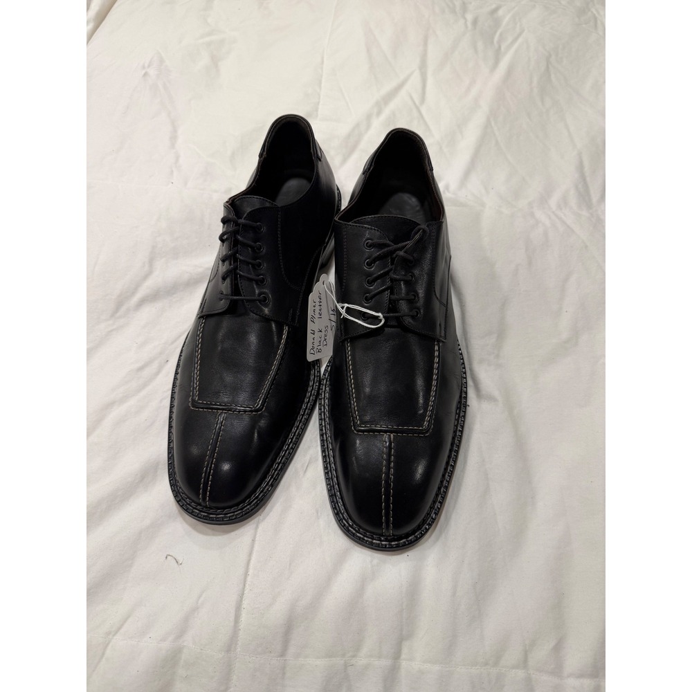 Donald Pliner Kurtis Black Leather Apron Toe Dress Shoes Mens 15 M